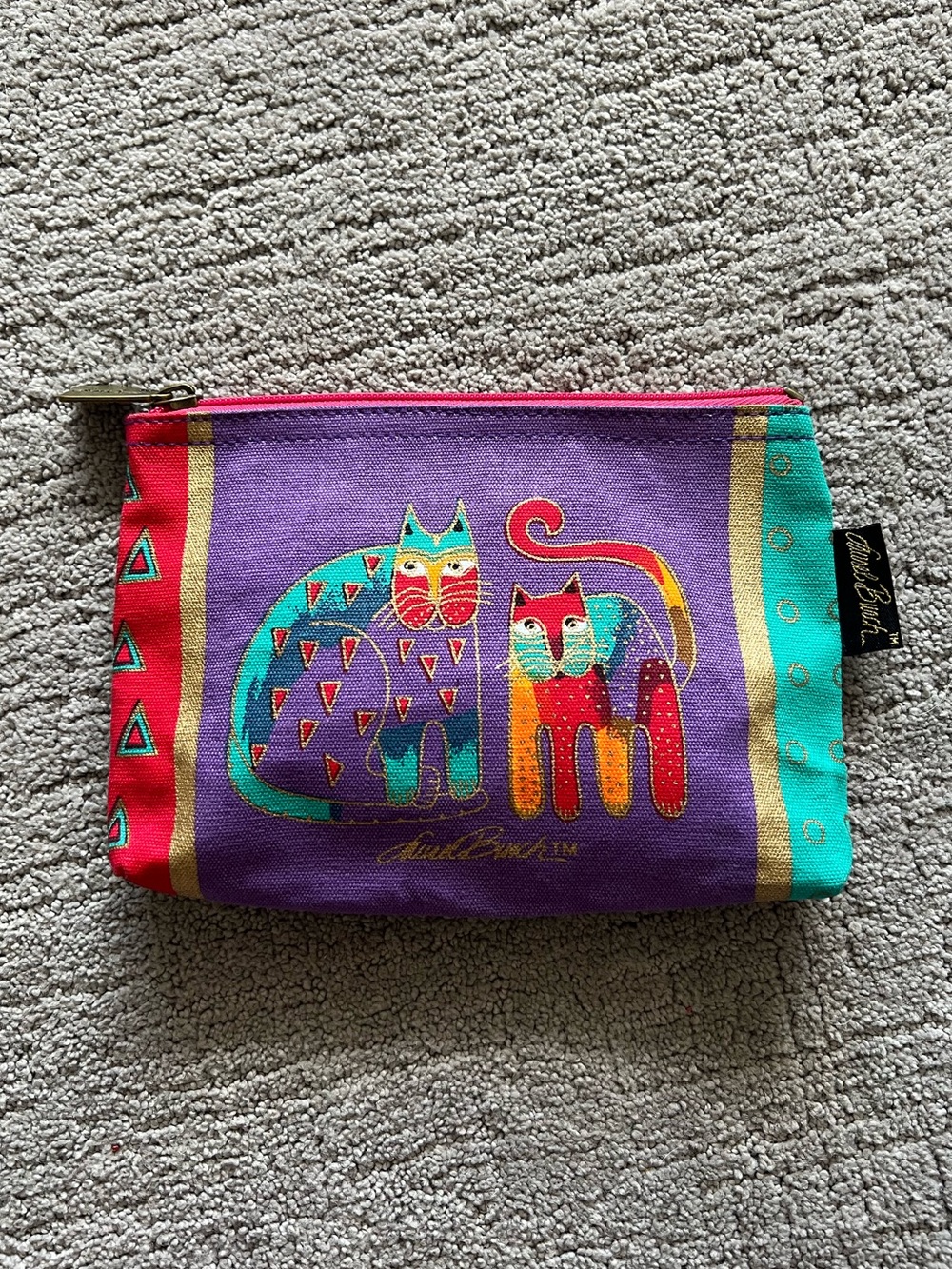 Laurel Burch Multicolor Cat Print Zip Pouch